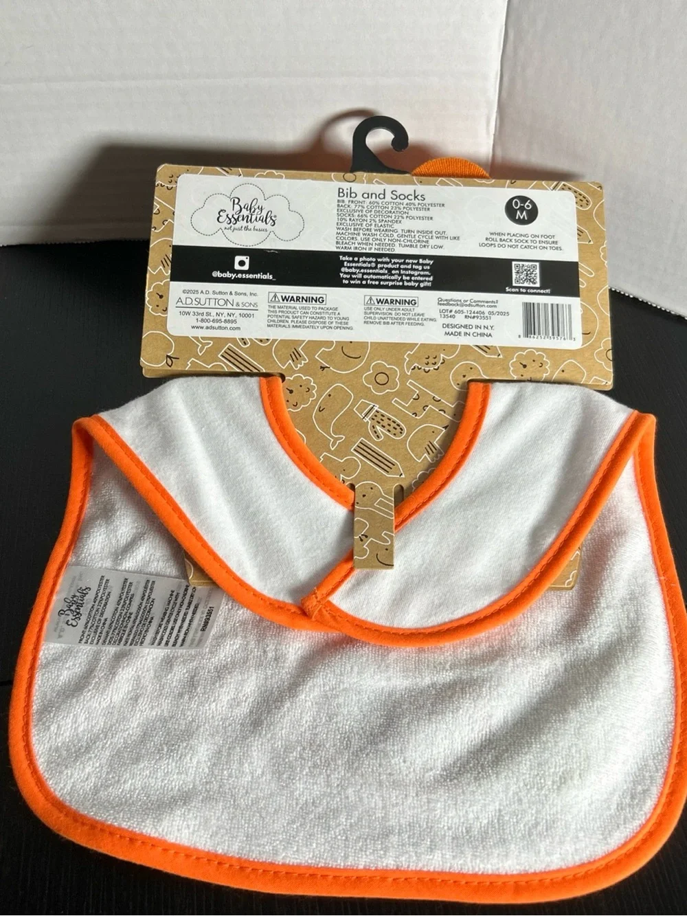 Trick or Treat Halloween Baby Bib & Sock Set - Orange